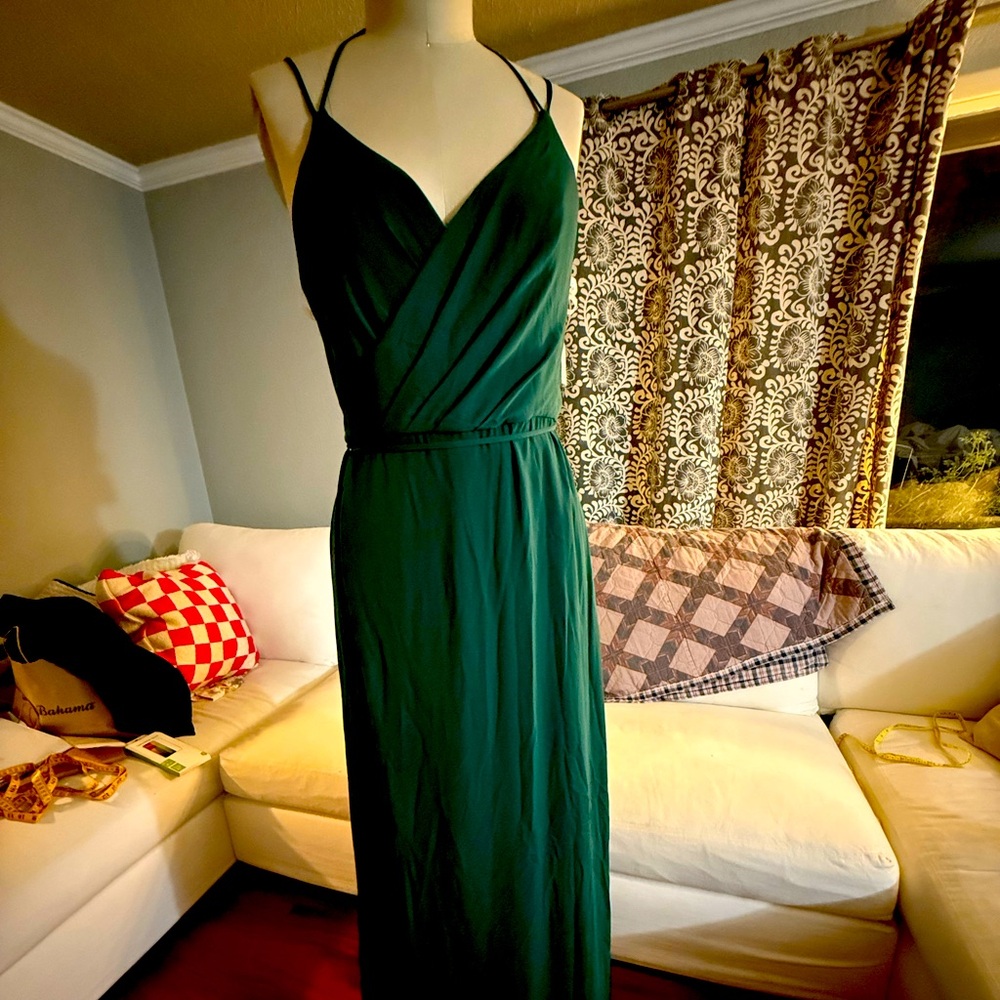 Elegant Green Maxi Dress David’s bridal.